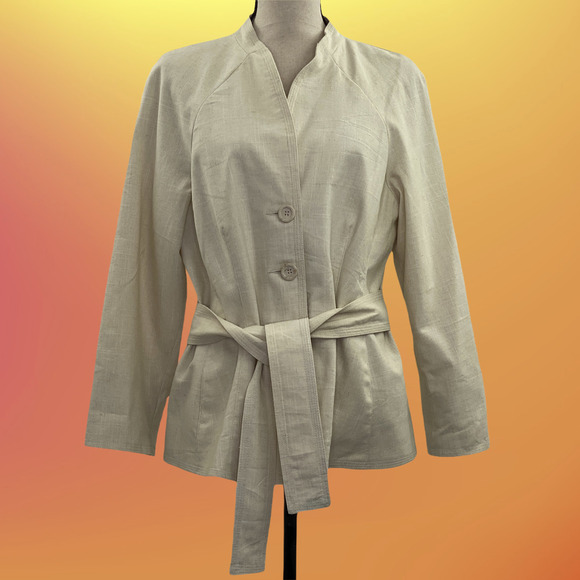 SIGNATURE Larry Levine Beige Pea Coat Size 14 - Picture 15 of 15